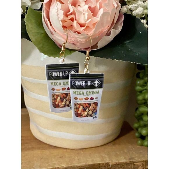 NWT Power Up Mega Omega Trail Mix Bag Dangle Hook Earrings - Picture 5 of 5